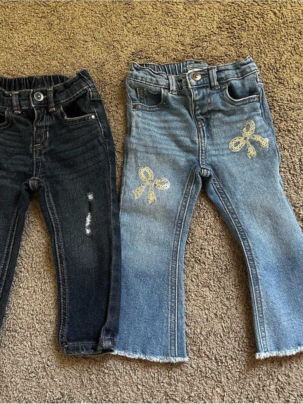 wonder nation 18 month Dark Wash & Light Wash Girls' Jeans with Bow Detail